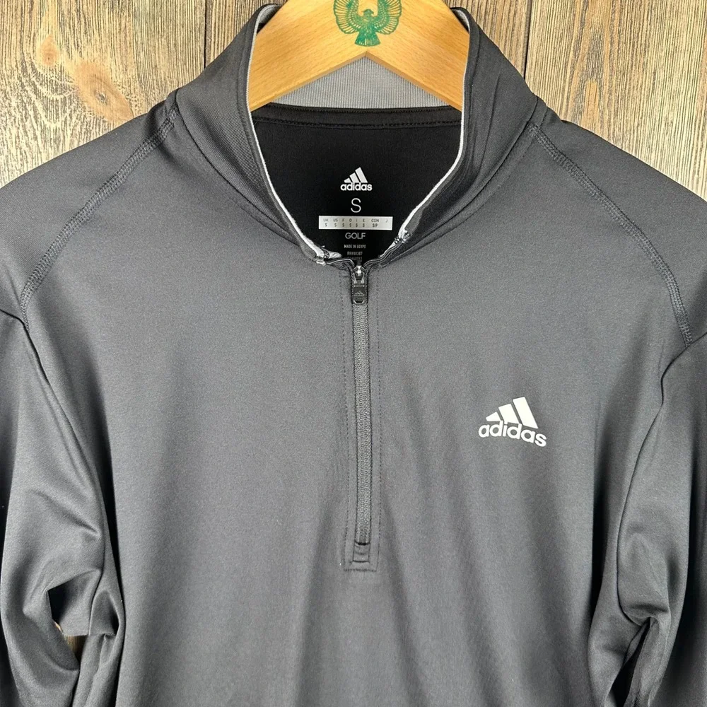 Adidas Golf Quarter Zip Pullover Mock Neck Mens Small Black ADVF20R779